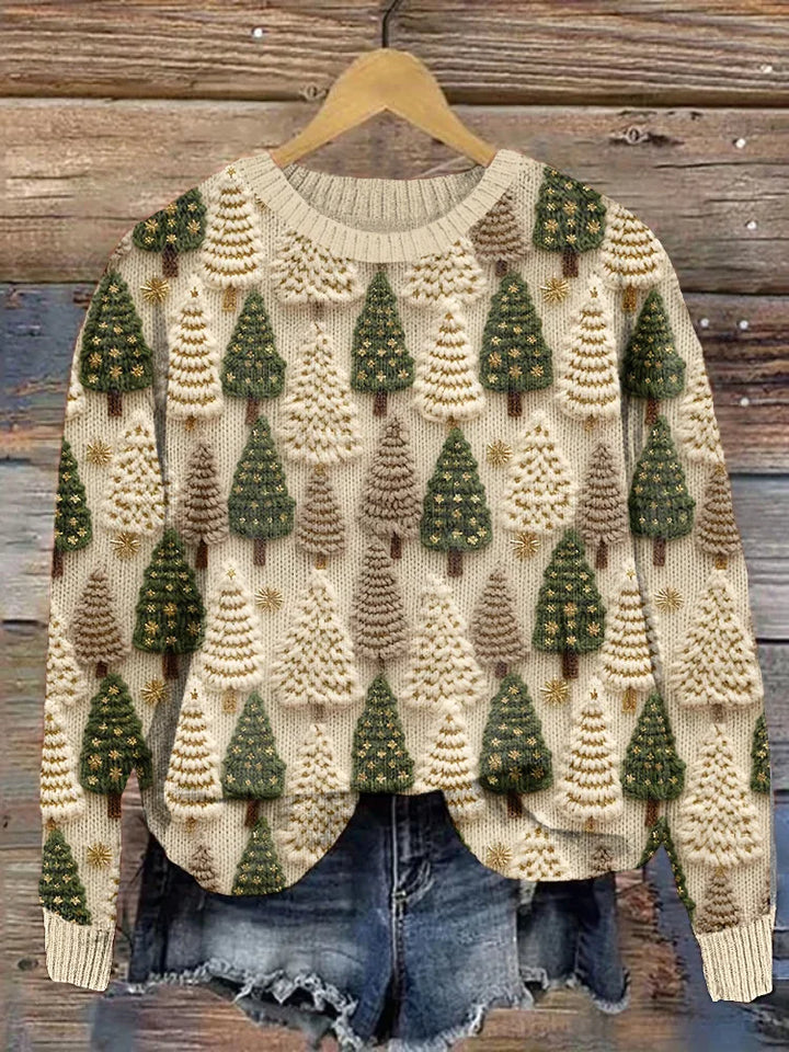 Warm Cozy Sweater with Christmas Trees